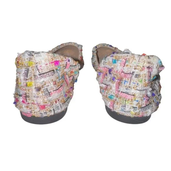 Colorful Tweed Pointed-Toe Flats For Women Fashion Brand Multicolor Slip-On - Picture 3 of 5